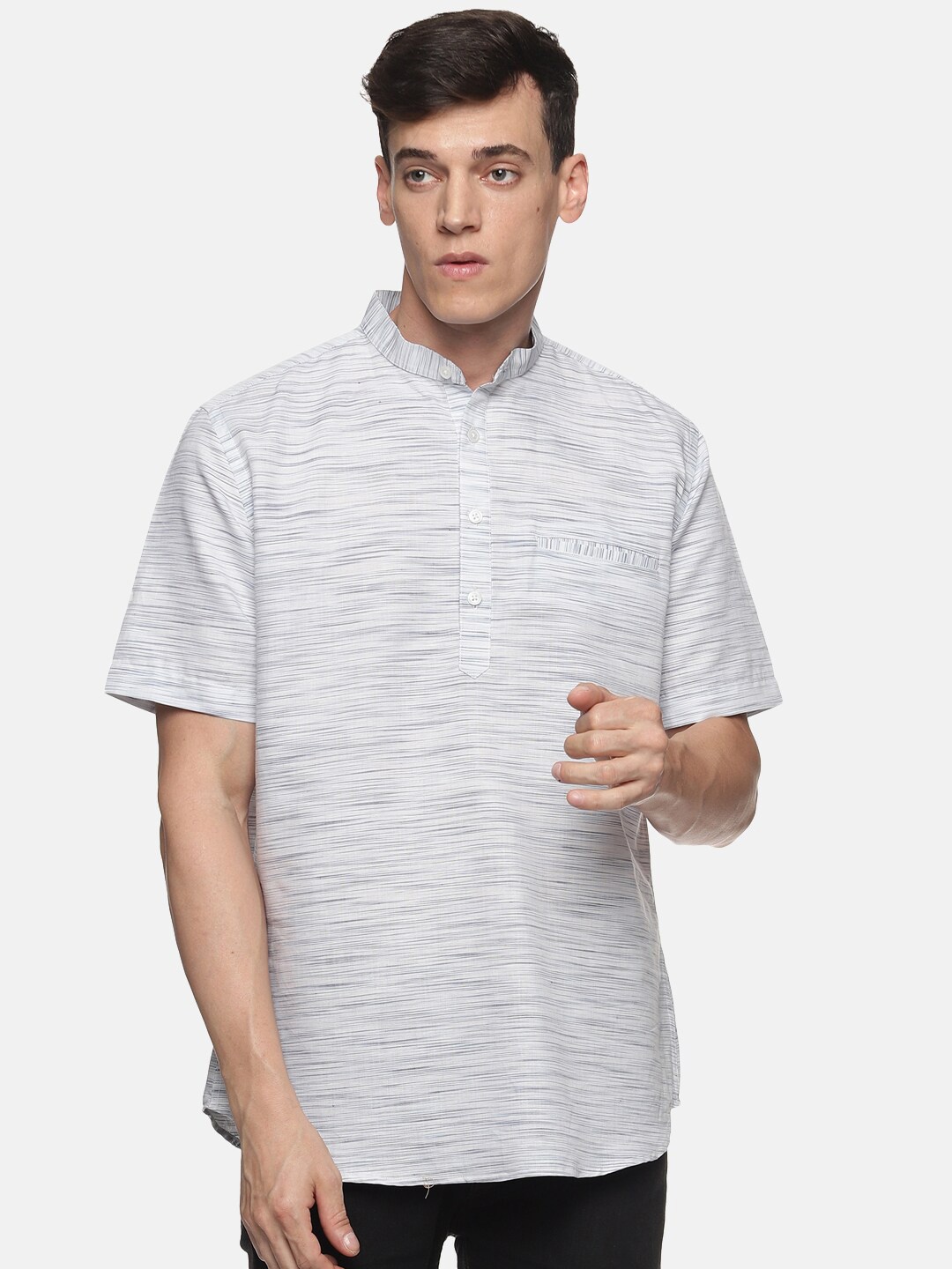 

DON VINO Men White Relaxed Horizontal Stripes Casual Shirt