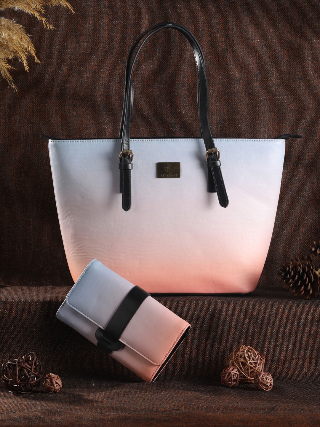 

Priyaasi Peach-Coloured PU Oversized Shopper Tote Bag