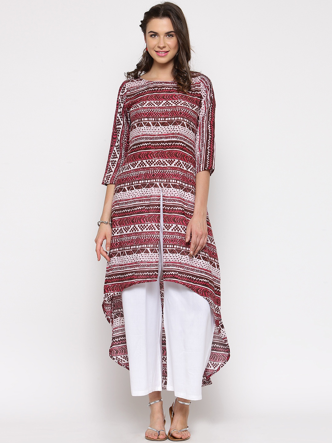 

Sera Women Maroon Printed A-Line Kurta