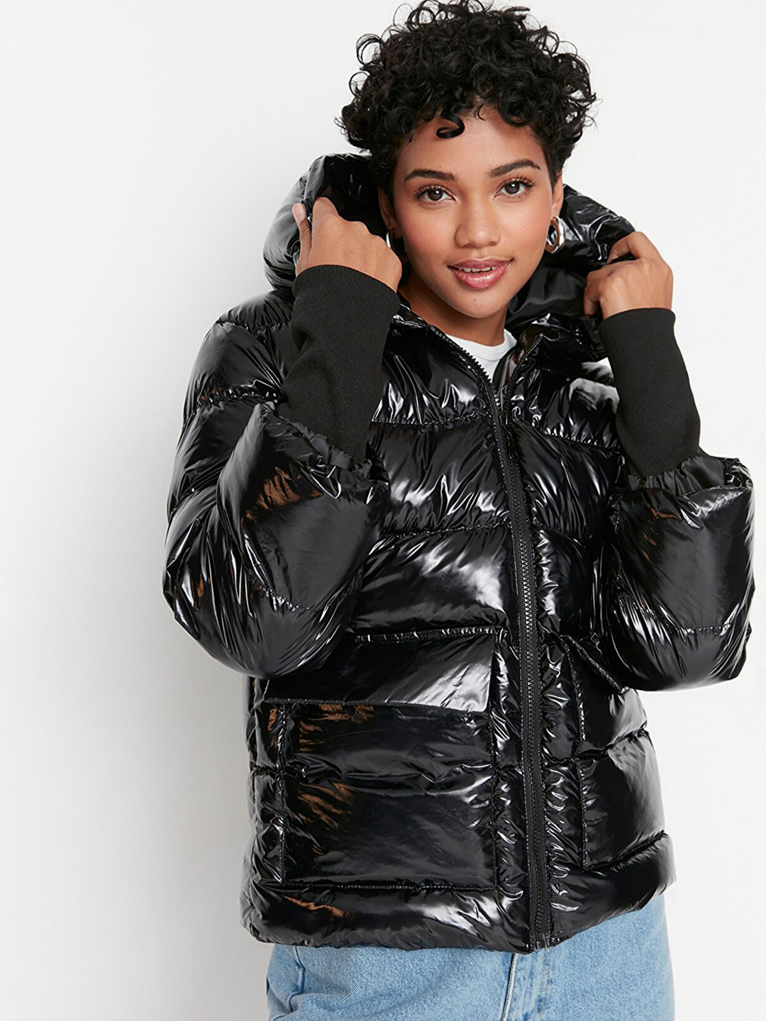 

Trendyol Women Black Acrylic Puffer Jacket