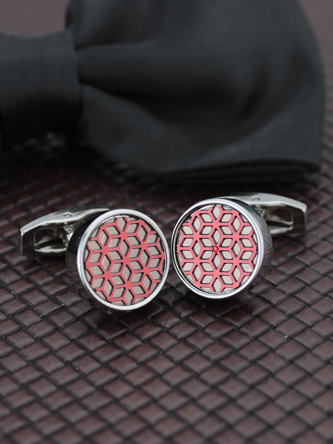 

Kavove Red & Silver-Toned Cufflink