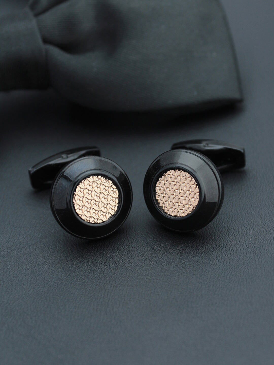 

Kavove Gold-Toned & Black Cufflink