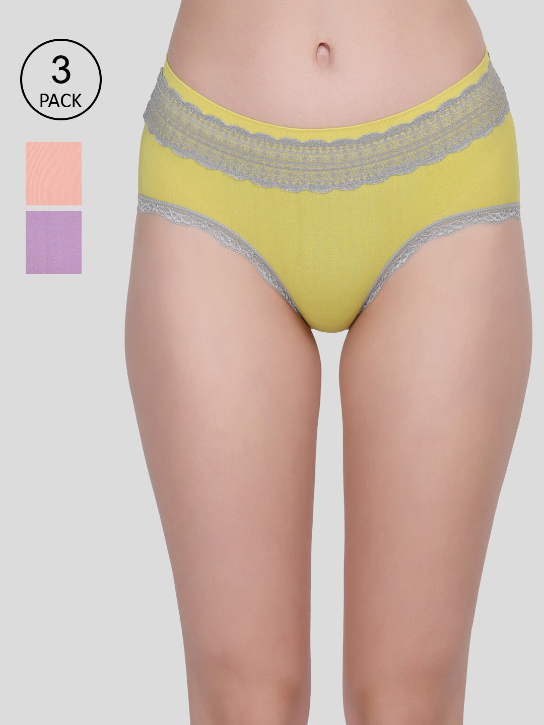 

Amour Secret Women Pack Of 3 Solid Hipster Briefs, Green