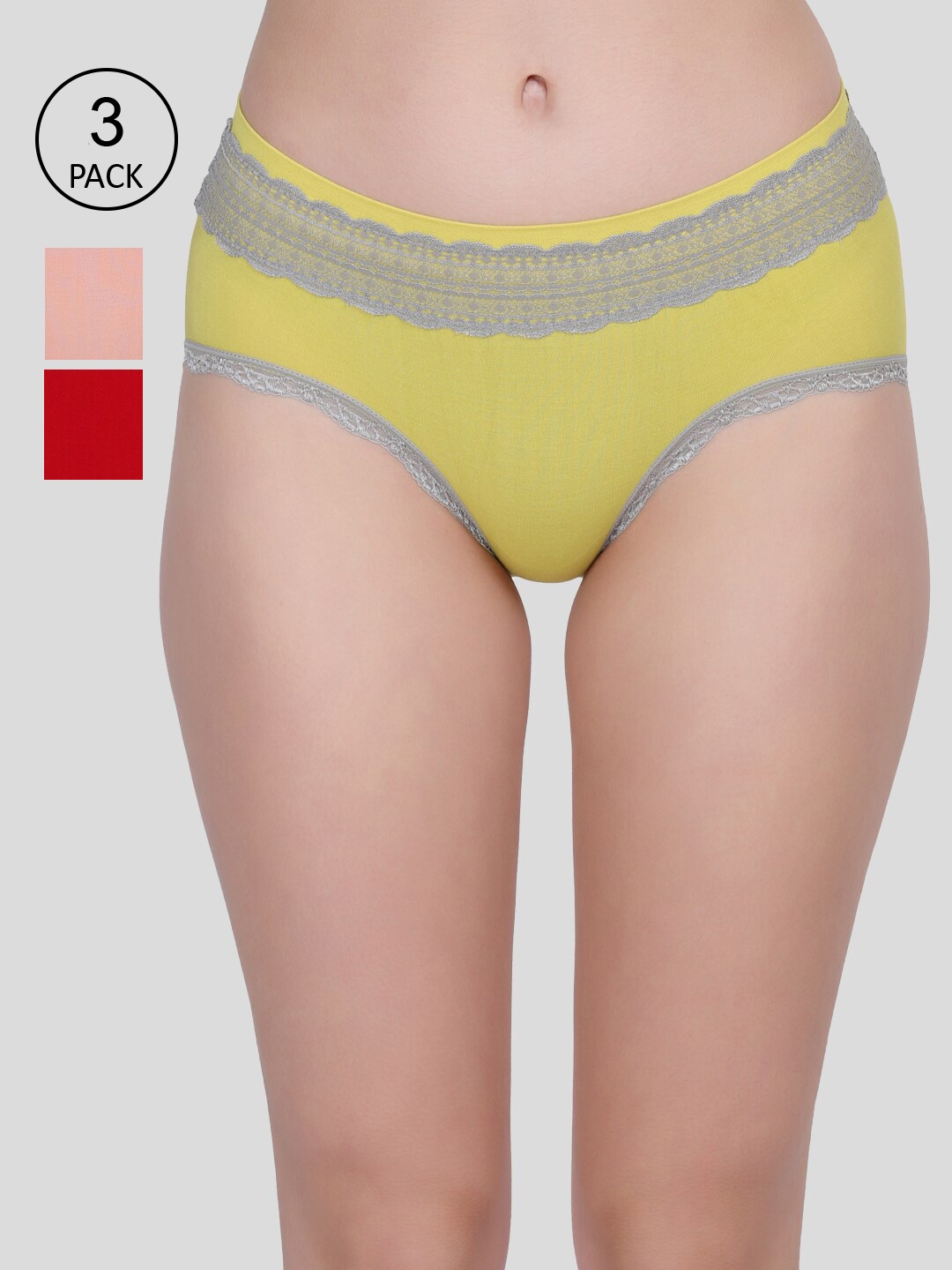 

Amour Secret Women Pack Of 3 Solid Hipster Briefs, Red