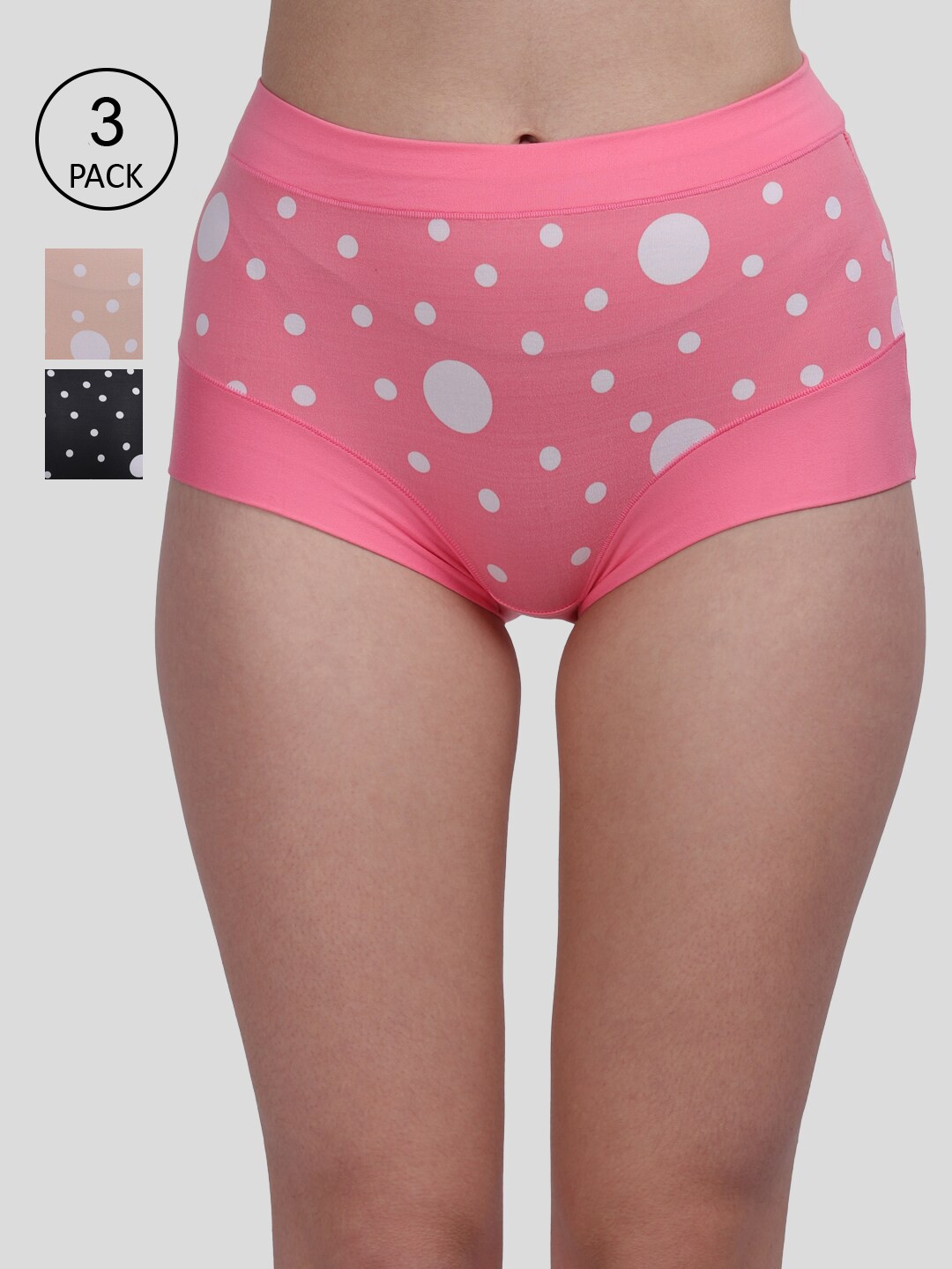 

Amour Secret Women Pack of 3 Printed Hipster Briefs, Black