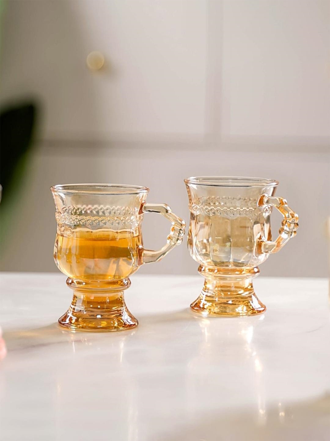 

Nestasia Set of 4 Amber Dessert Glasses, Brown
