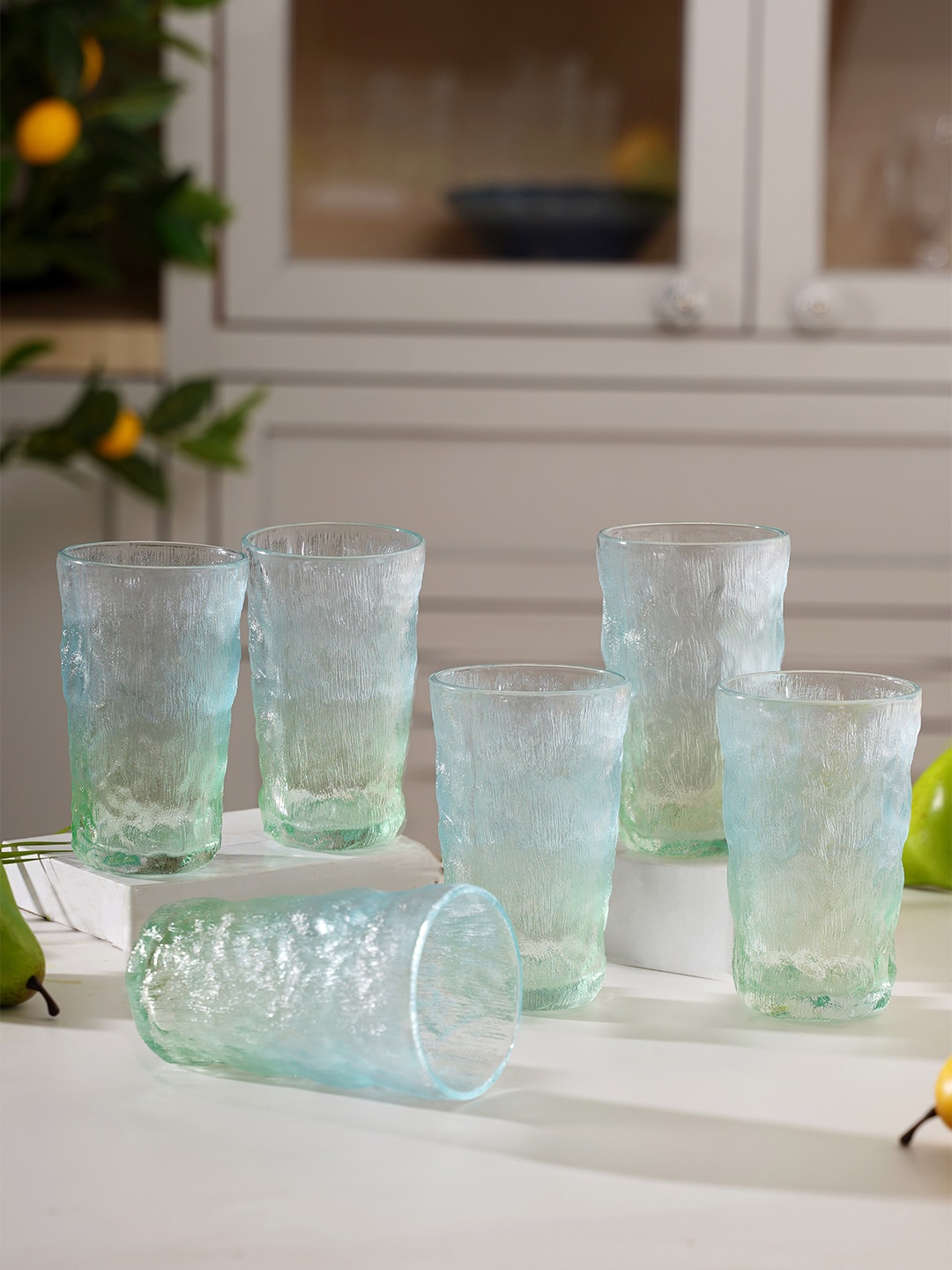 

Nestasia Green & Blue Pack Of 6 Tall Glacier Glasses 350 ml Each