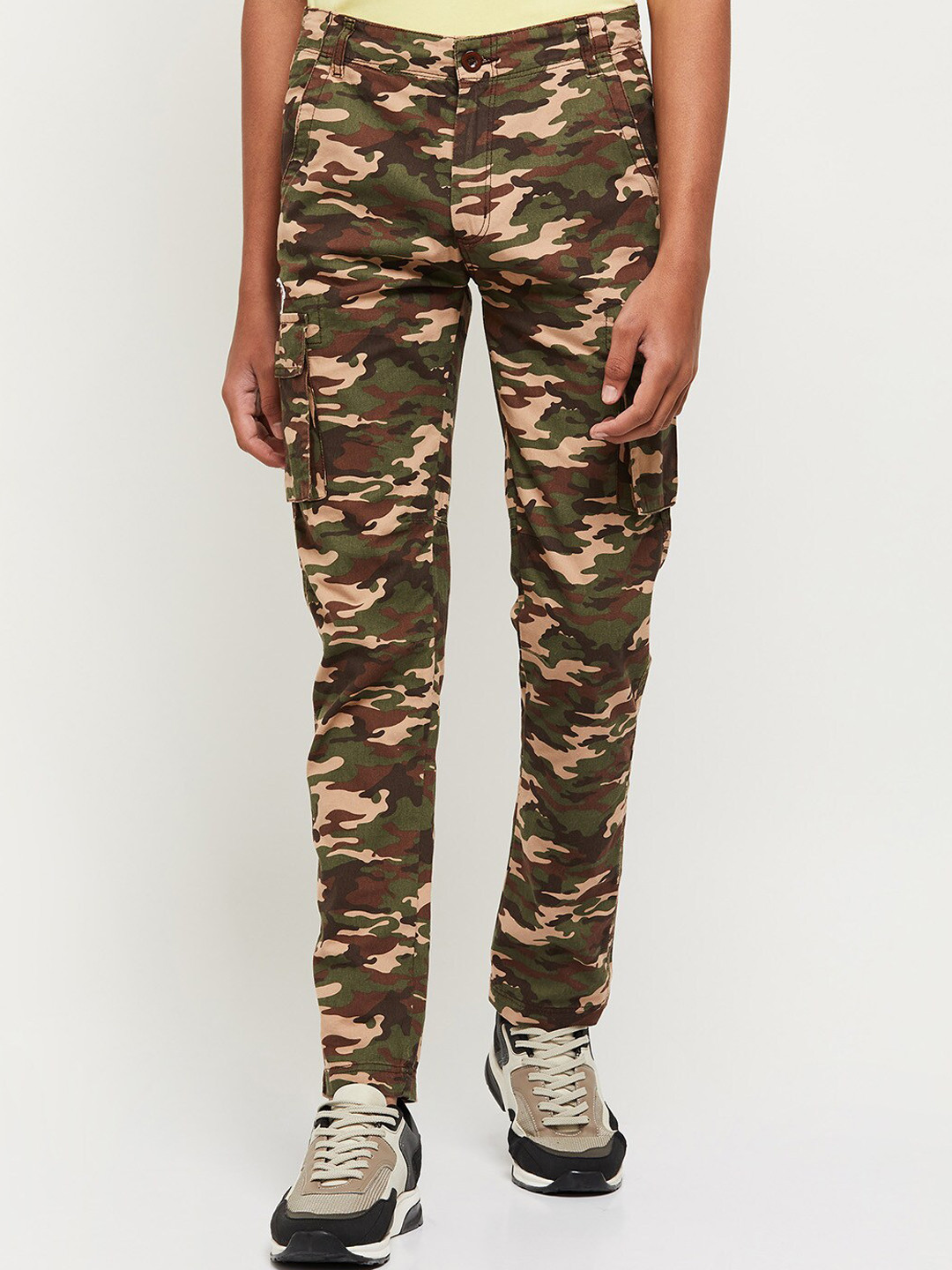 

max Boys Green Camouflage Printed Cargos Trousers
