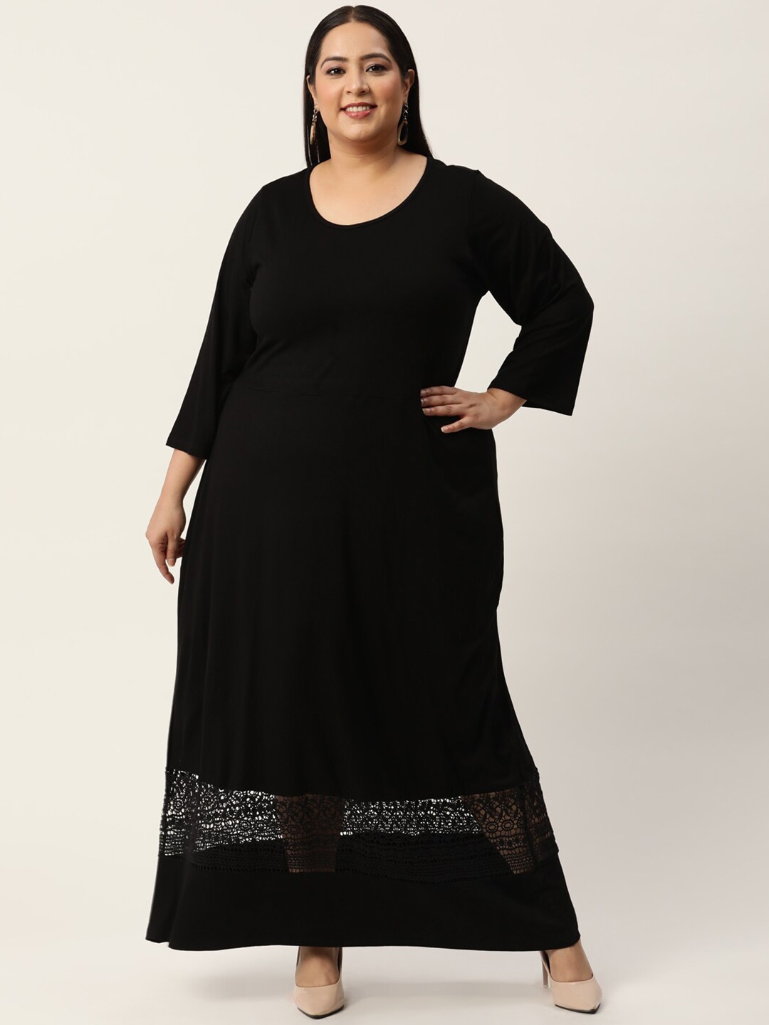 

theRebelinme Women Plus Size Black Ethnic Maxi Dress