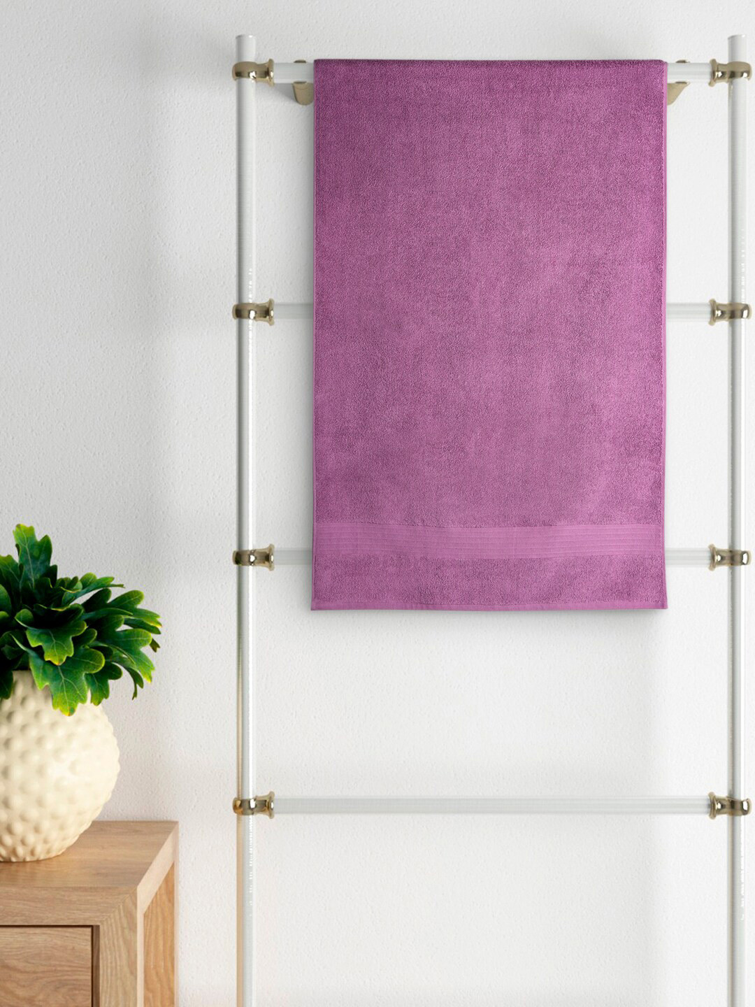 

Living scapes by Pantaloons Purple Solid 550GSM Pure Cotton Bath Towel