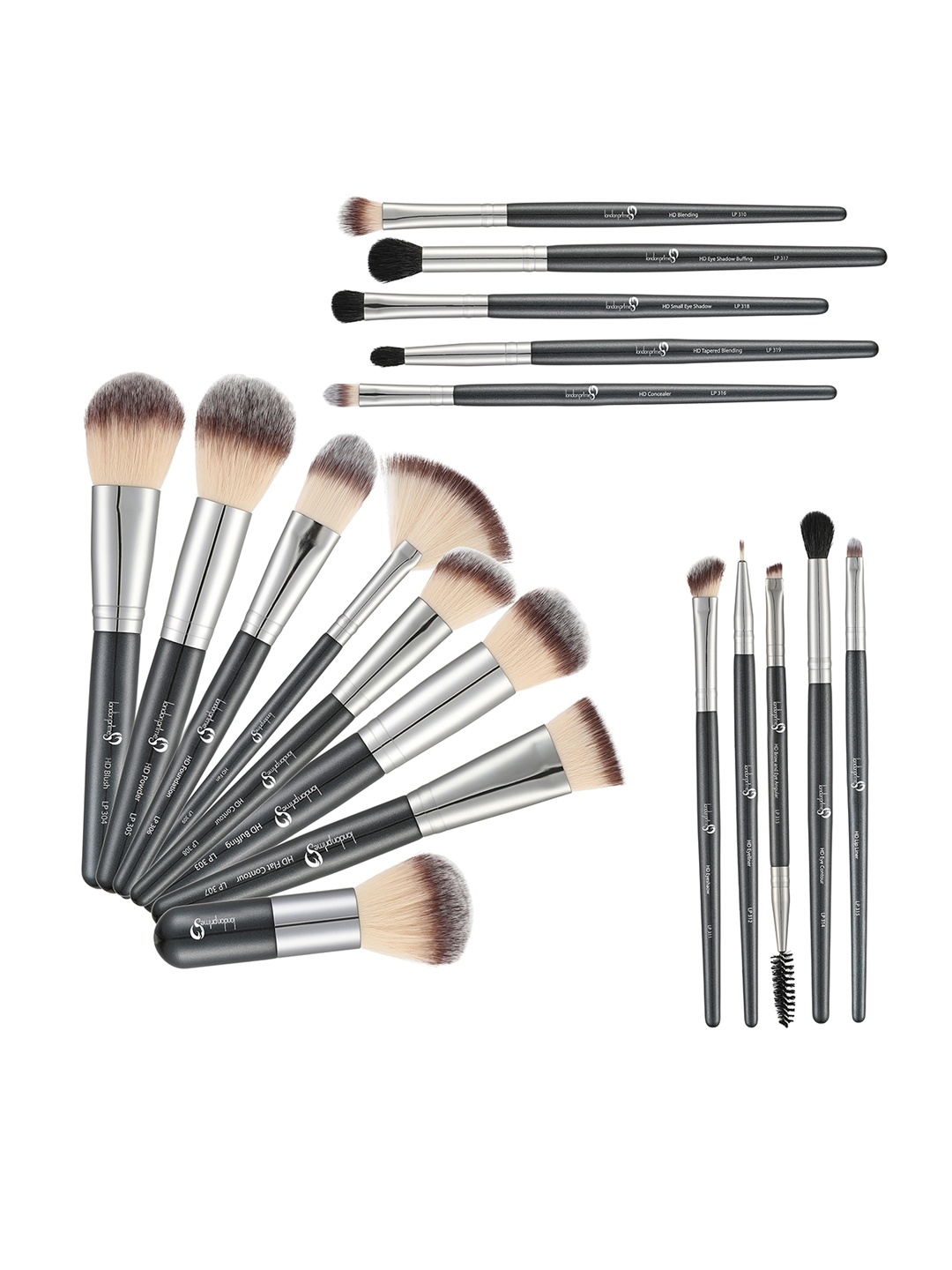 

LONDONPRIME Set of 18 HD Professional Premium Brushes with Holder - Black