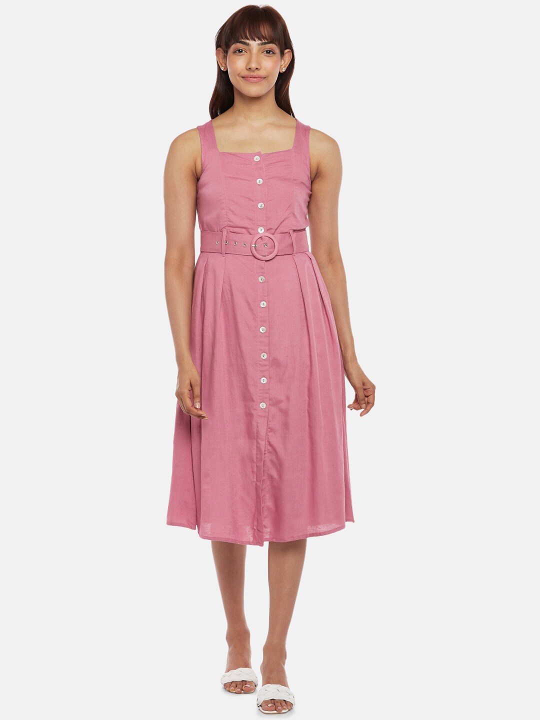 

Honey by Pantaloons Women Pink Cotton Midi Dress