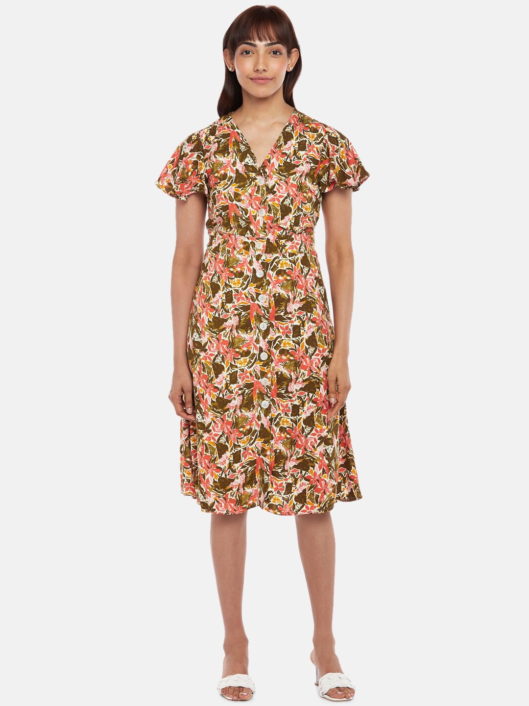 

Honey by Pantaloons Women Multicolored Viscose Rayon Floral Dress, Multi