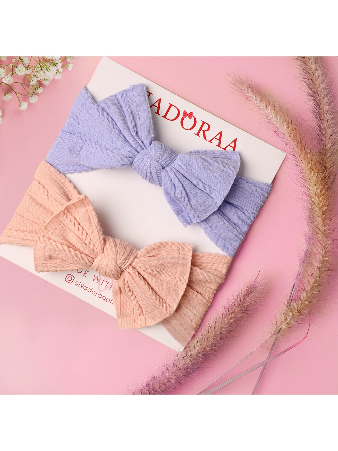 

KICKS & CRAWL Girls Purple & Peach-Coloured Set of 2 Hairband