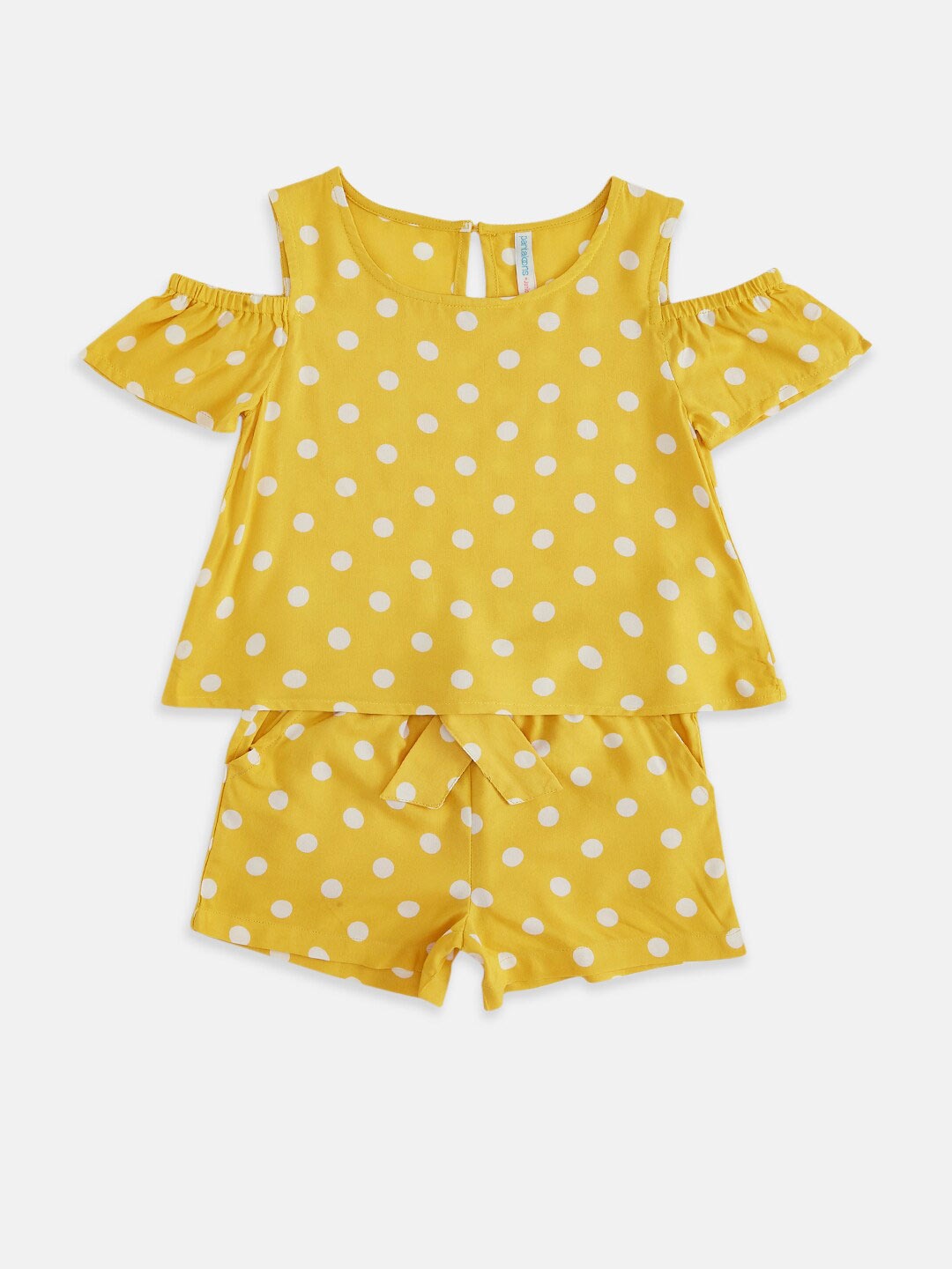 

Pantaloons Junior Girls Mustard Printed Top with Shorts