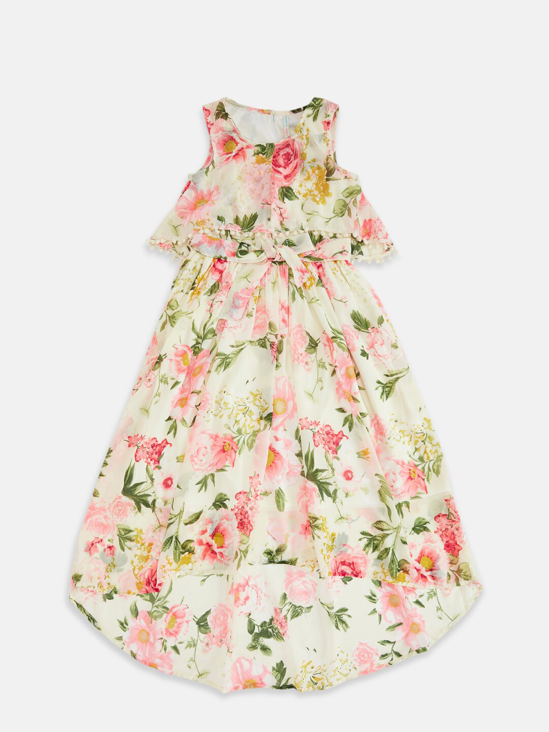 

Pantaloons Junior Off White & Pink Floral Maxi Dress
