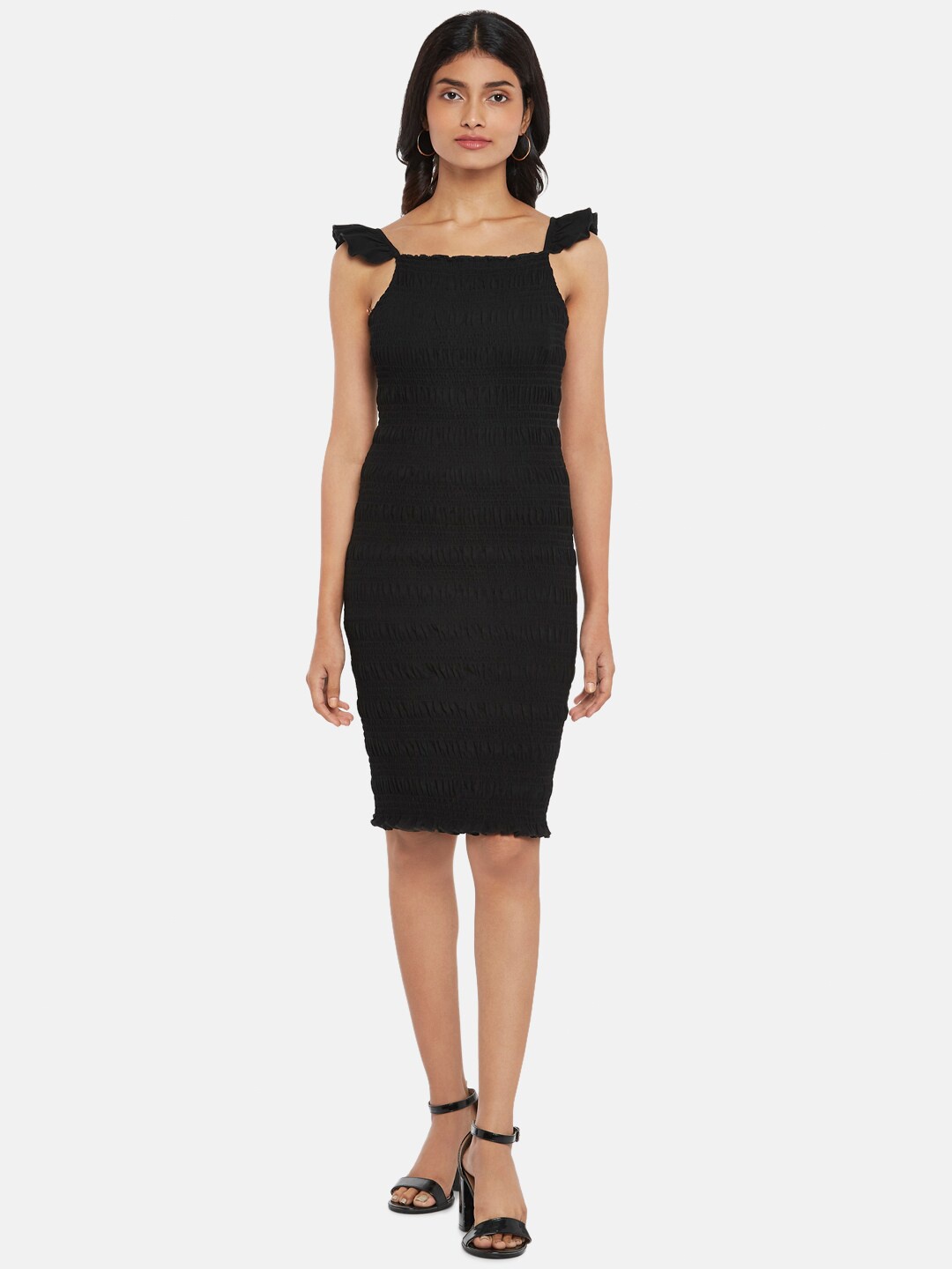 

People Black Solid Sheath Dress