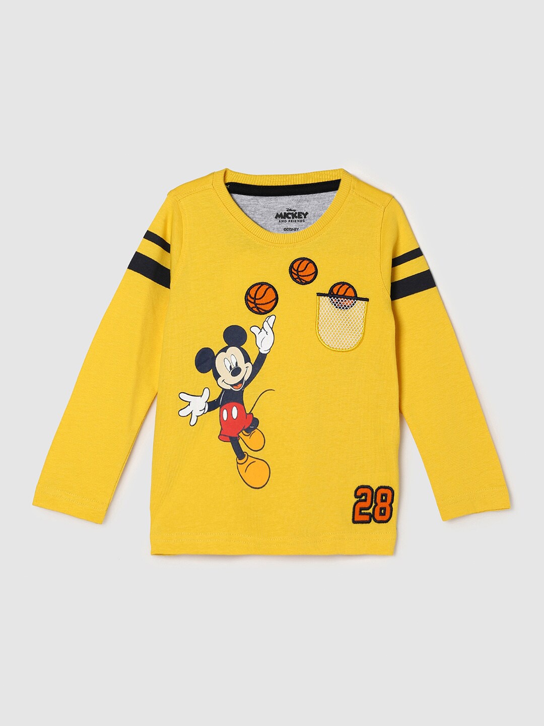 

max Boys Yellow Mickey Mouse Printed Pure Cotton T-shirt