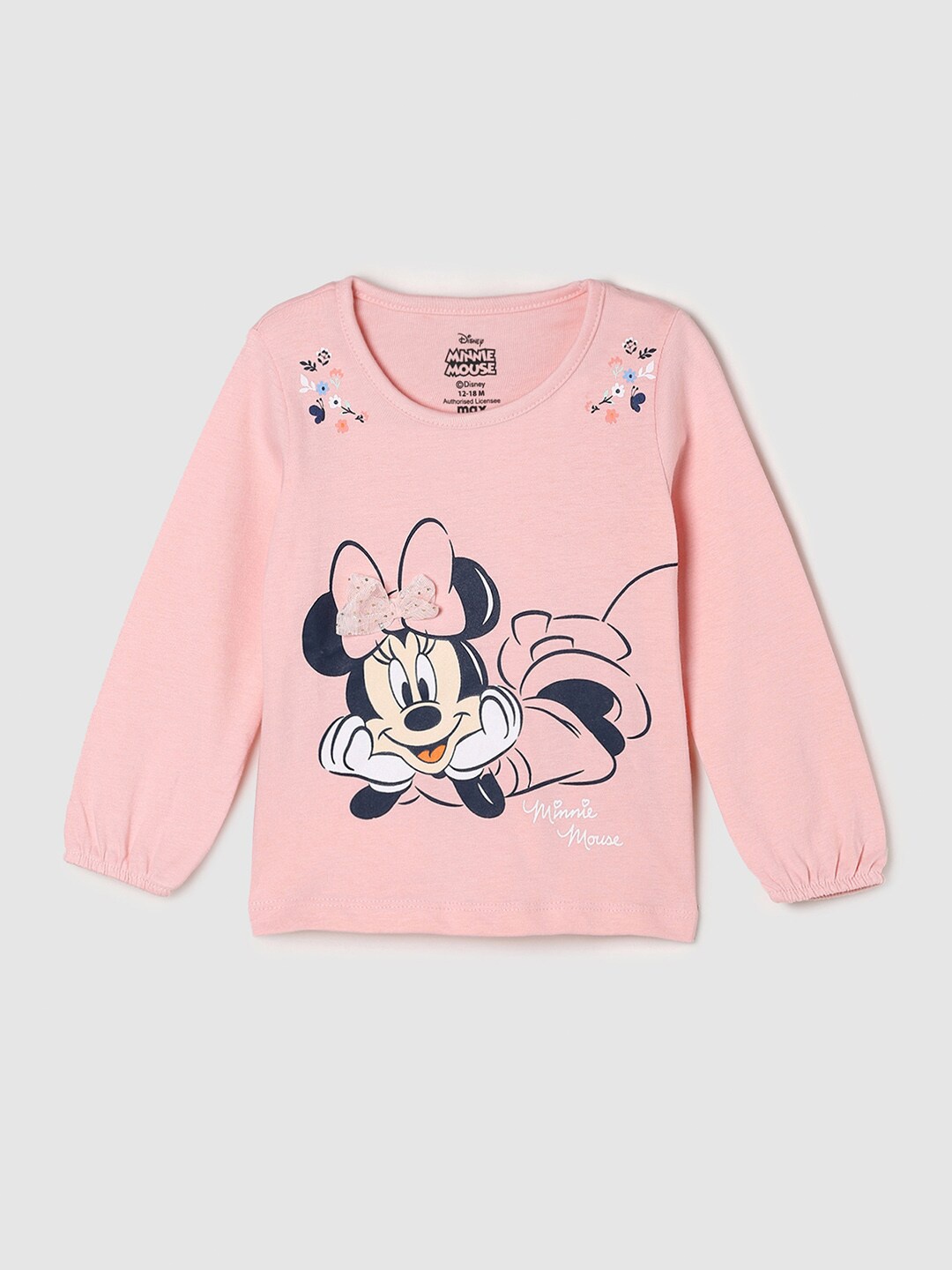 

max Girls Pink Printed Pure Cotton T-shirt