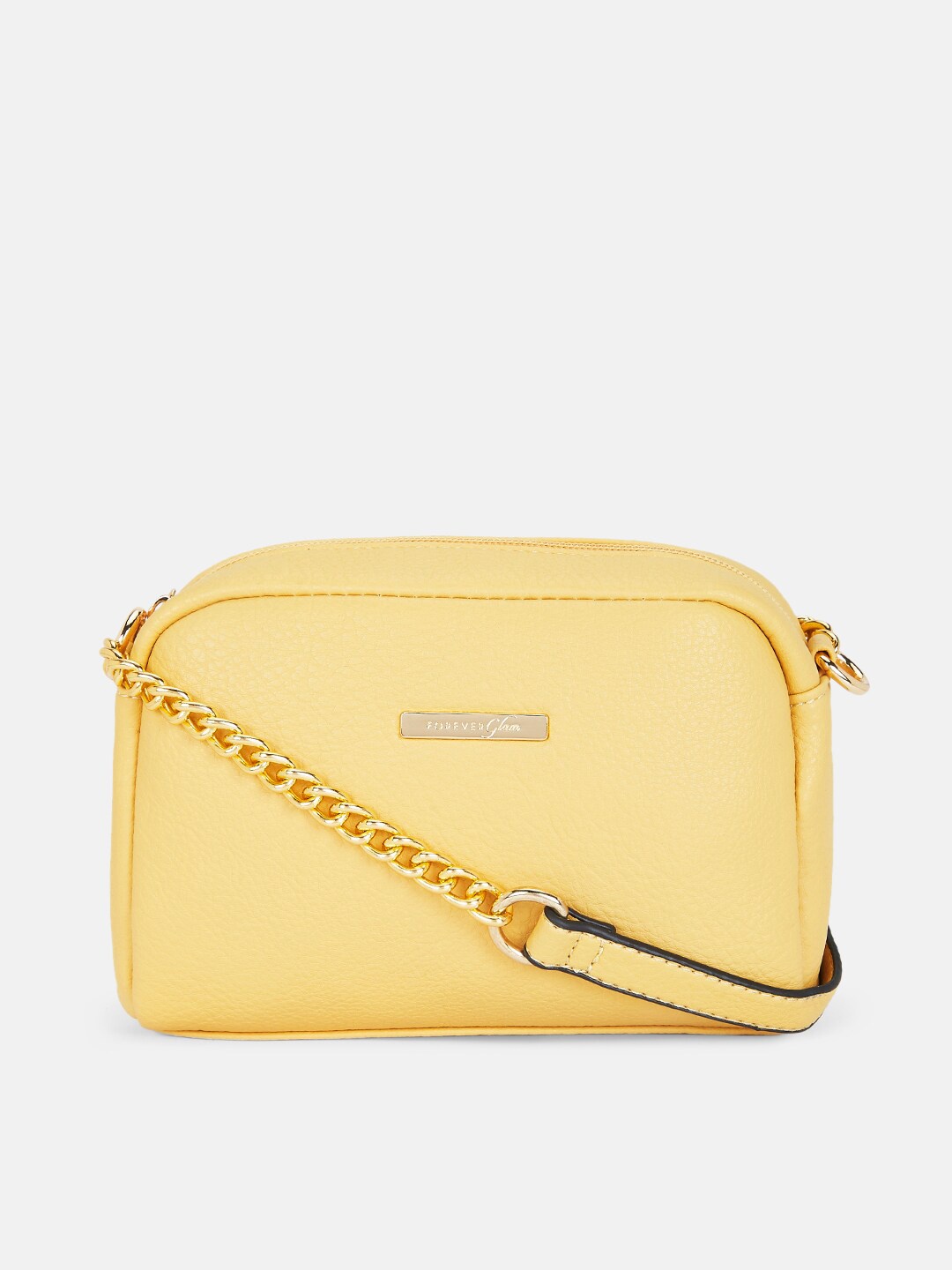 

Forever Glam by Pantaloons Yellow PU Structured Sling Bag