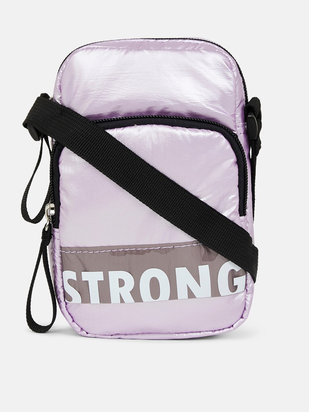 

Forever Glam by Pantaloons Purple Printed PU Structured Sling Bag with Cut Work