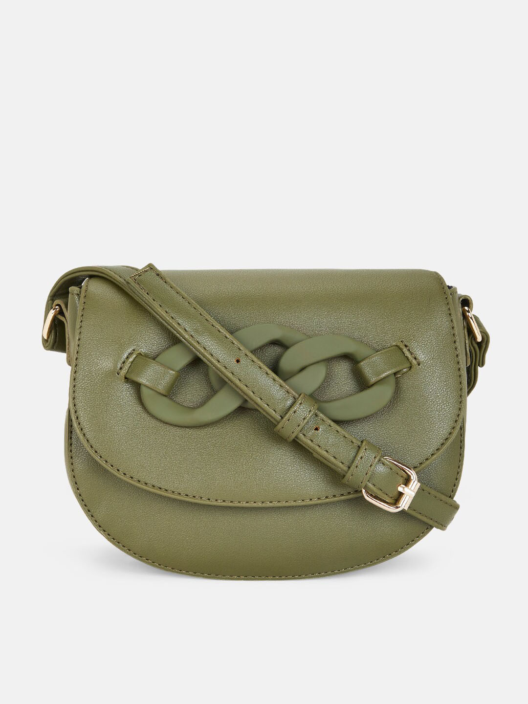 

Forever Glam by Pantaloons Green PU Structured Sling Bag