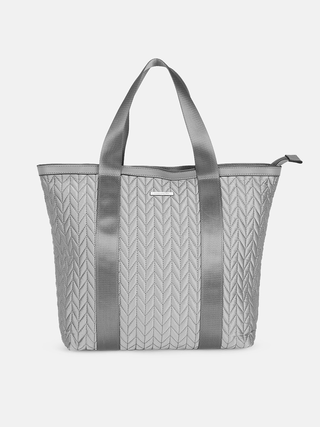 Forever Glam by Pantaloons Grey PU Oversized Structured Handheld Bag