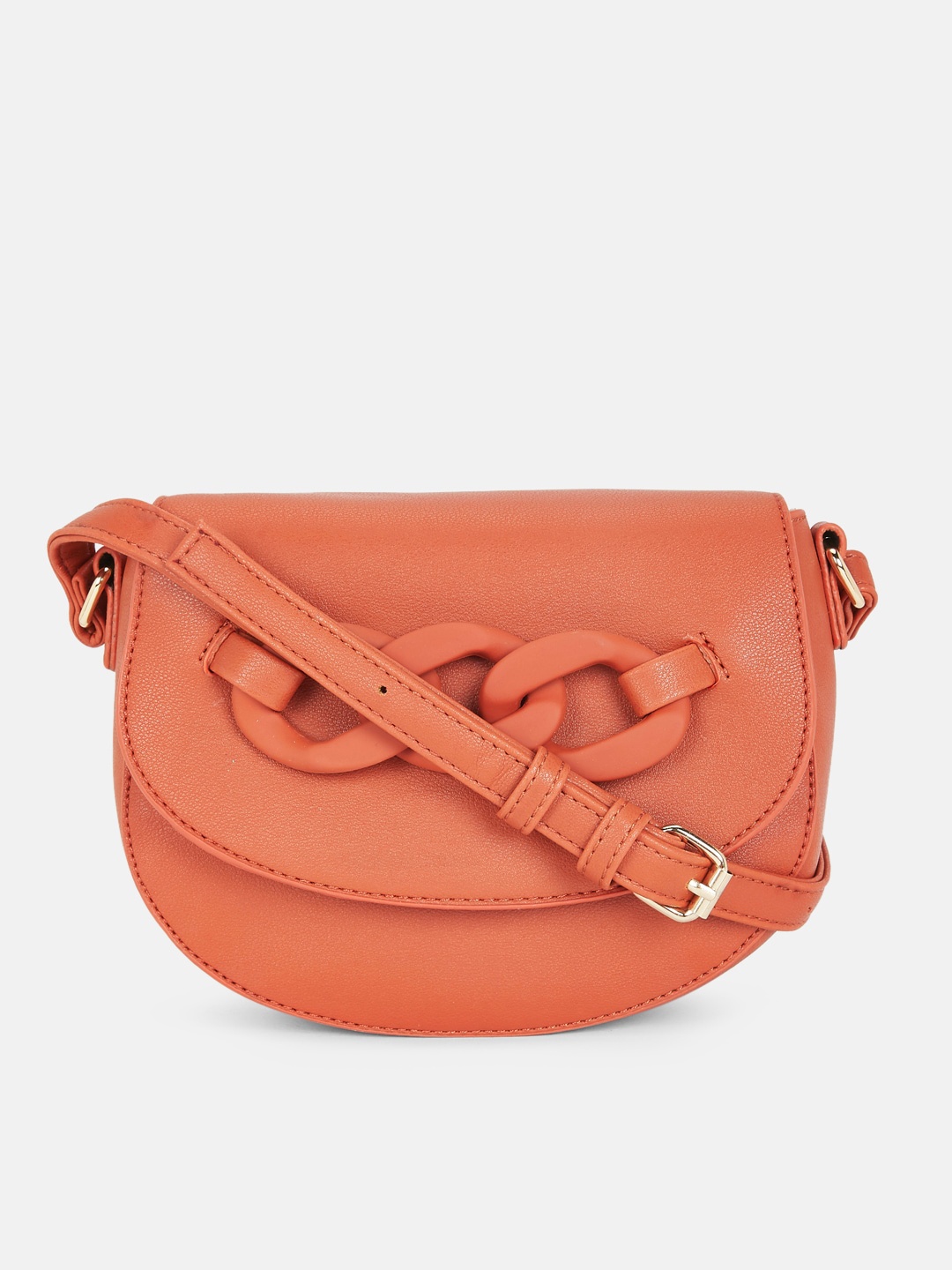 

Forever Glam by Pantaloons Women Orange PU Structured Sling Bag