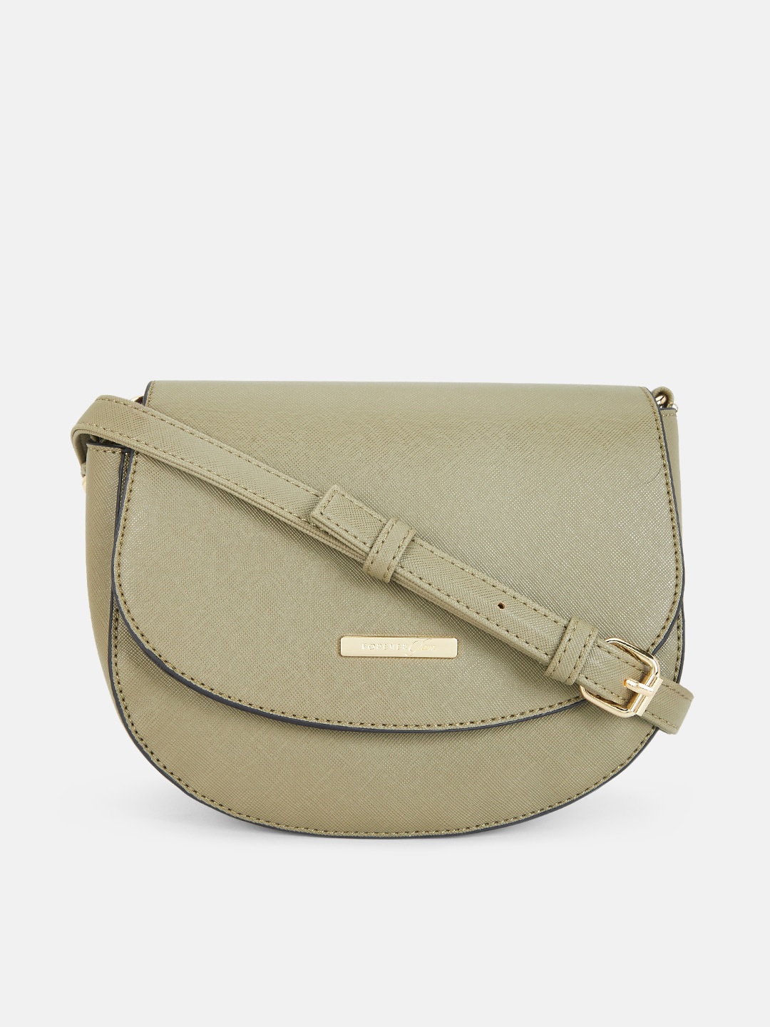 

Forever Glam by Pantaloons Khaki PU Half Moon Sling Bag