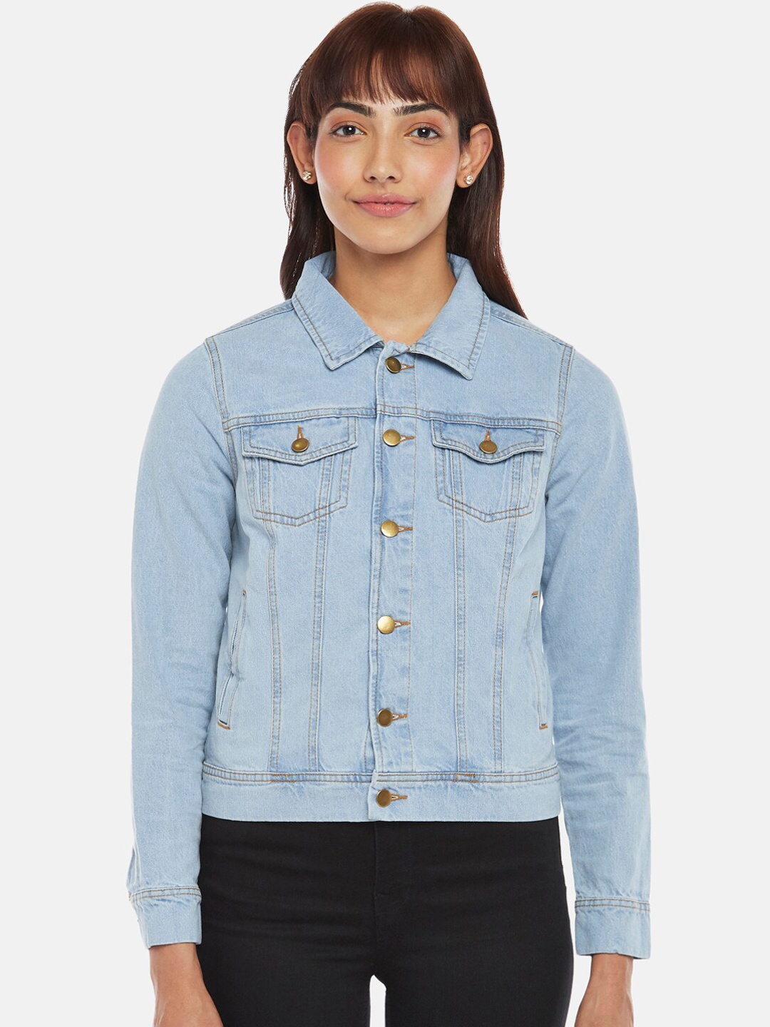 

Honey by Pantaloons Women Blue Washed Denim Jacket