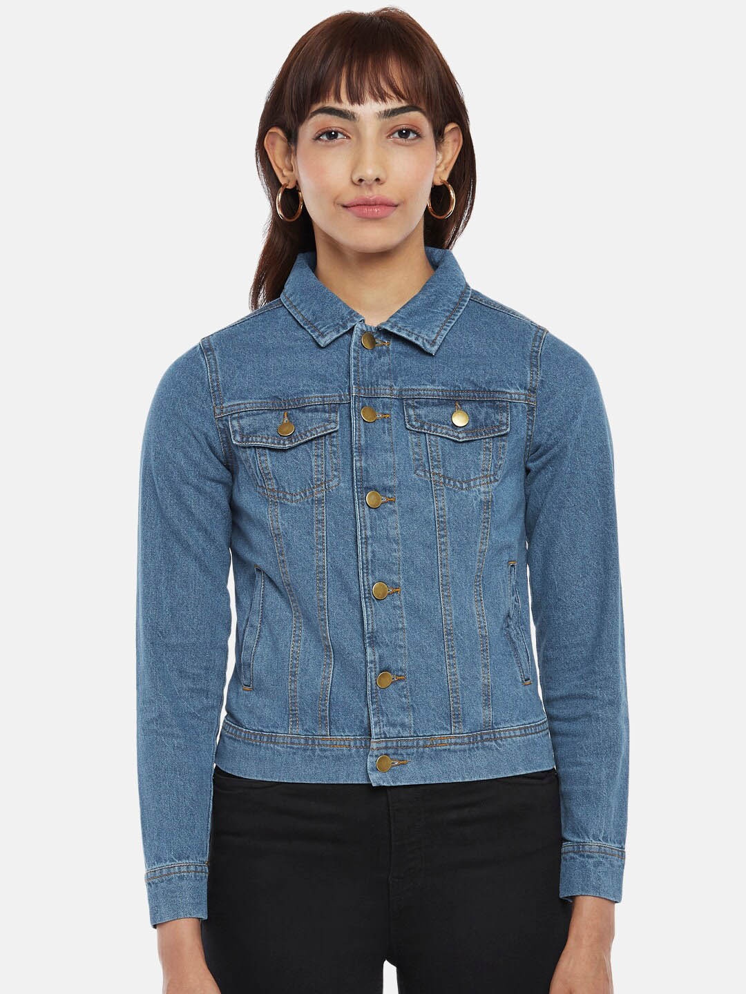 

Honey by Pantaloons Women Blue Washed Denim Jacket