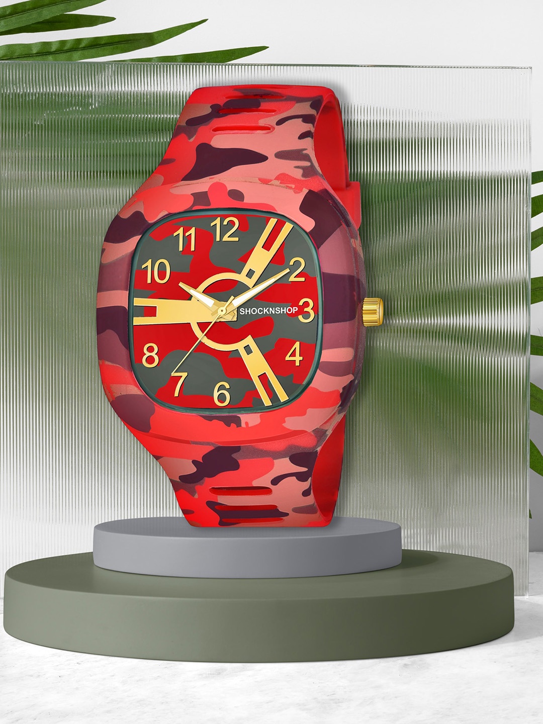 

Shocknshop Unisex Red Printed Dial & Red Straps Analogue Watch