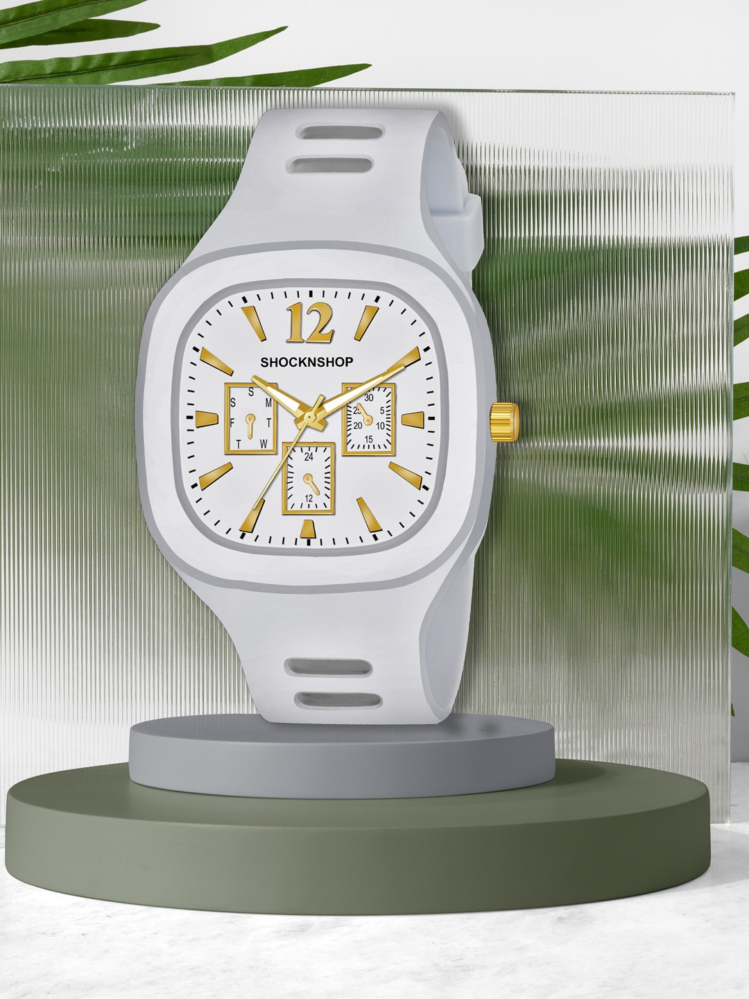 

Shocknshop Unisex White Square Dial & White Straps Analogue Watch-W05WHIE