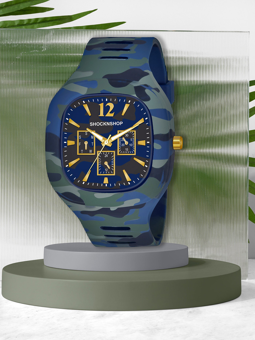 

Shocknshop Unisex Blue Camoflage Printed Dial & Blue Straps Analogue Watch W08BLU