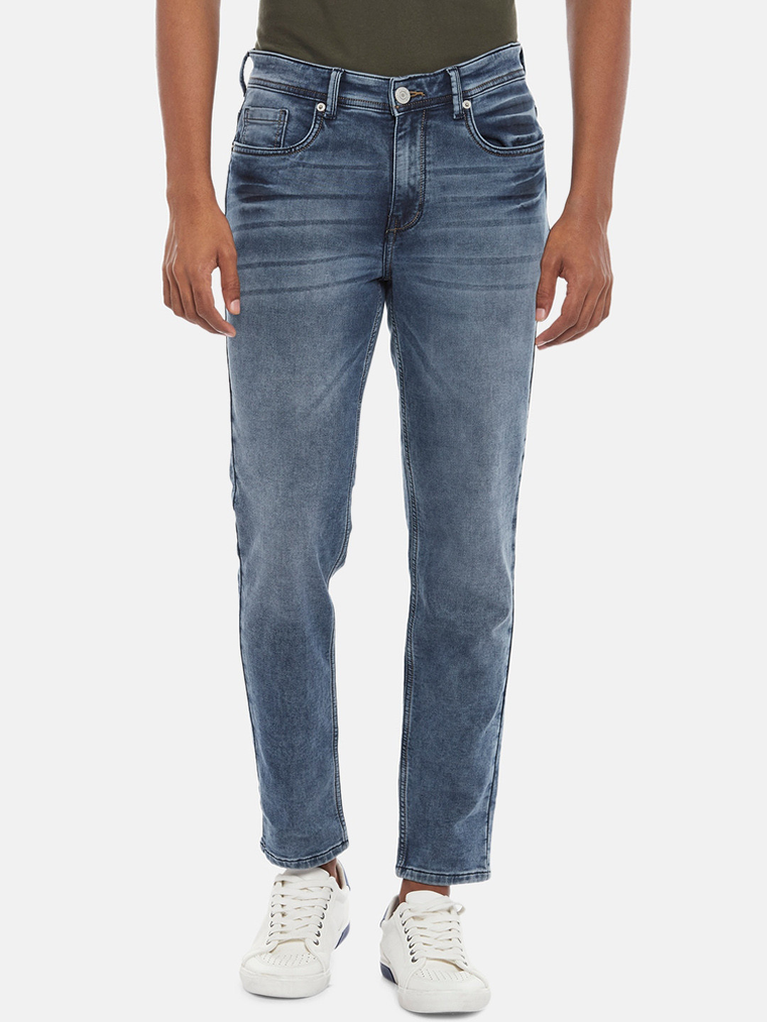 

People Men Blue Regular Fit Heavy Fade Stretchable Jeans