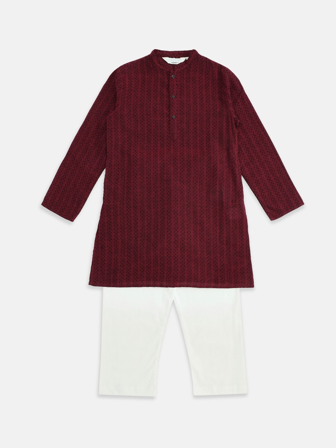 

indus route by Pantaloons Boys Maroon Printed Kurta with Pyjamas