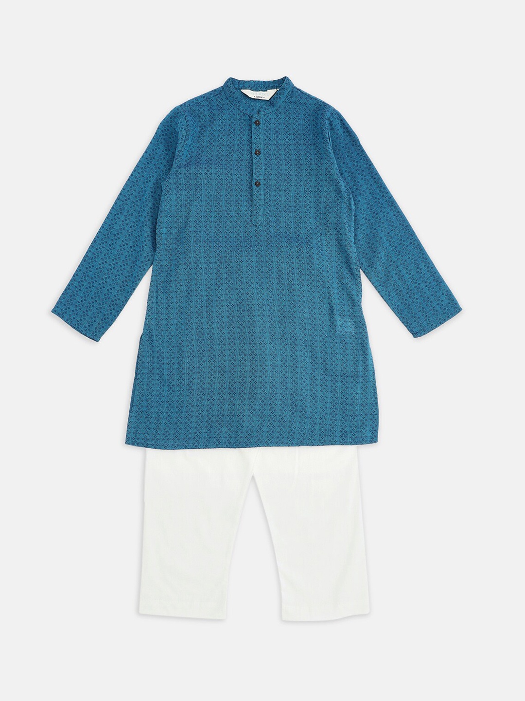 

indus route by Pantaloons Boys Navy Blue And White Kurta With Pyjama