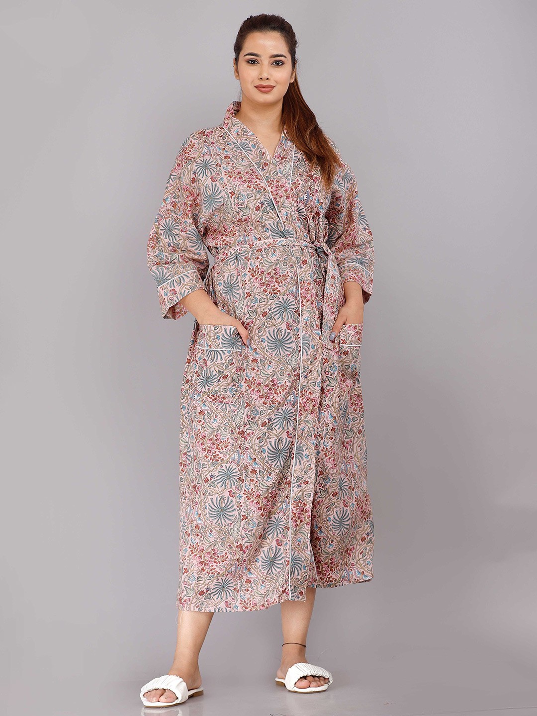 

SHOOLIN Women Pink Printed Cotton Blend Nightdress