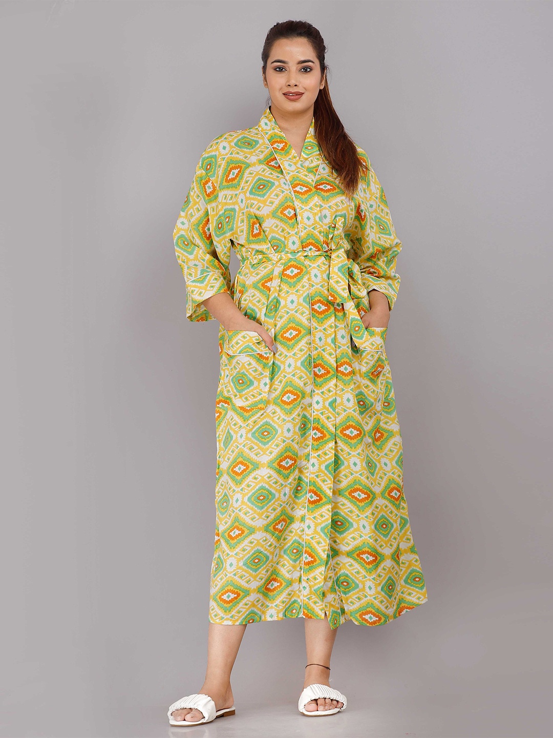 

SHOOLIN Multicoloured Printed Kimono Nightdress, Multi