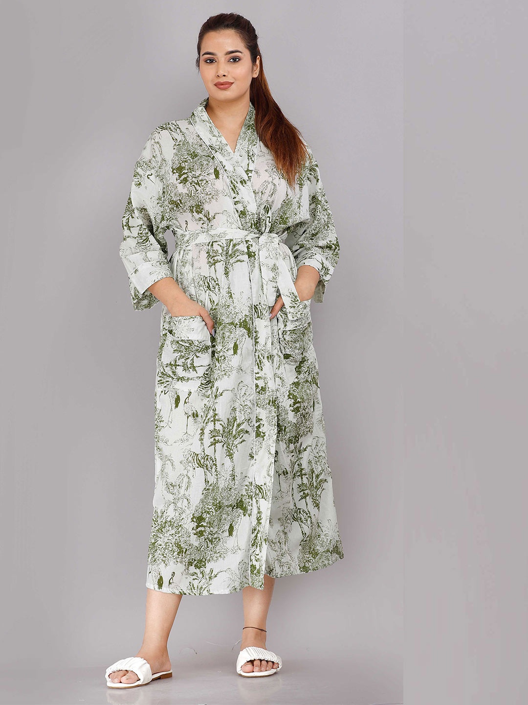 

SHOOLIN Green Printed Nightdress