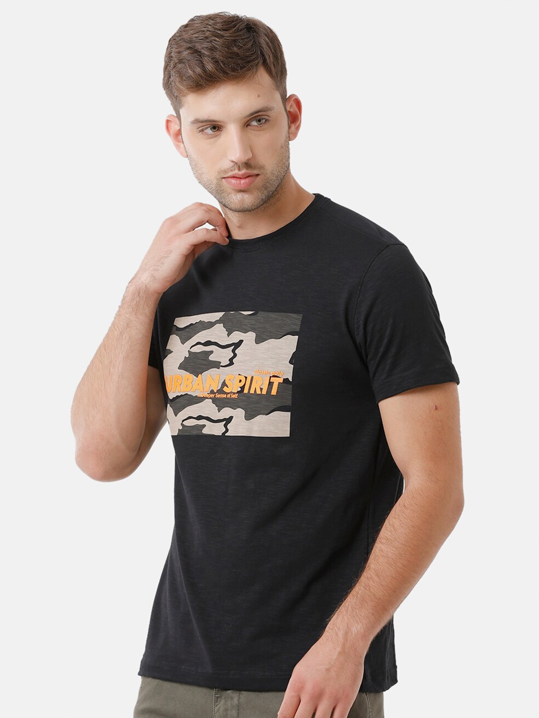 

Classic Polo Men Black Printed Slim Fit T-shirt