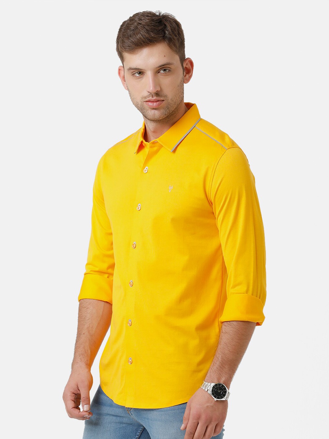

Classic Polo Men Yellow Slim Fit Casual Shirt