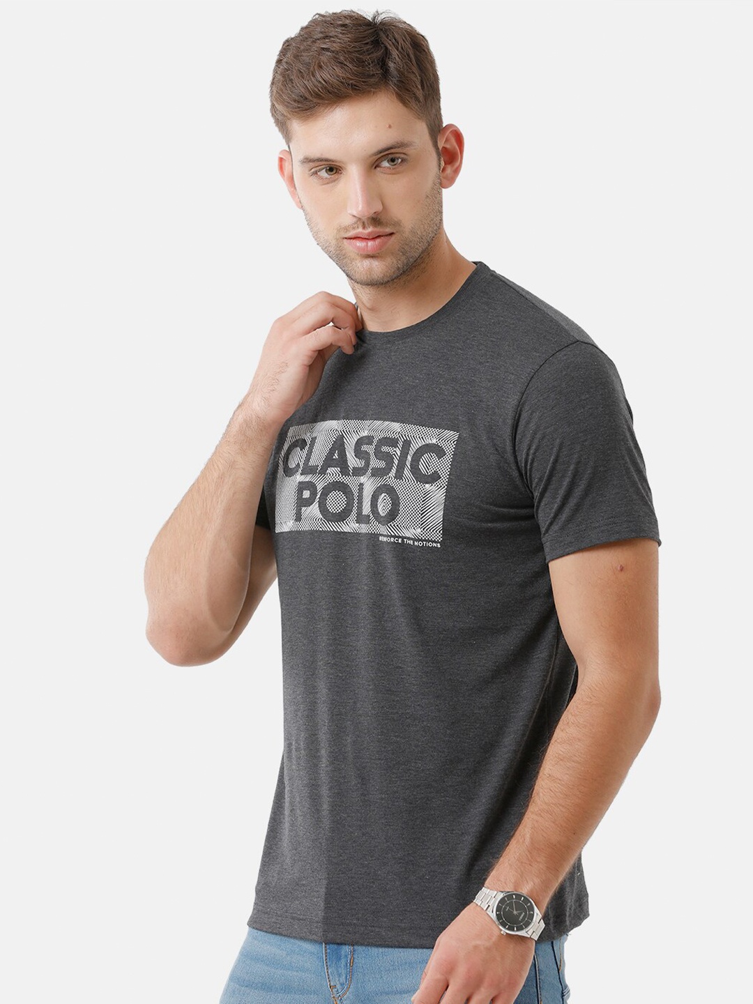 

Classic Polo Men Black Typography Printed Slim Fit T-shirt