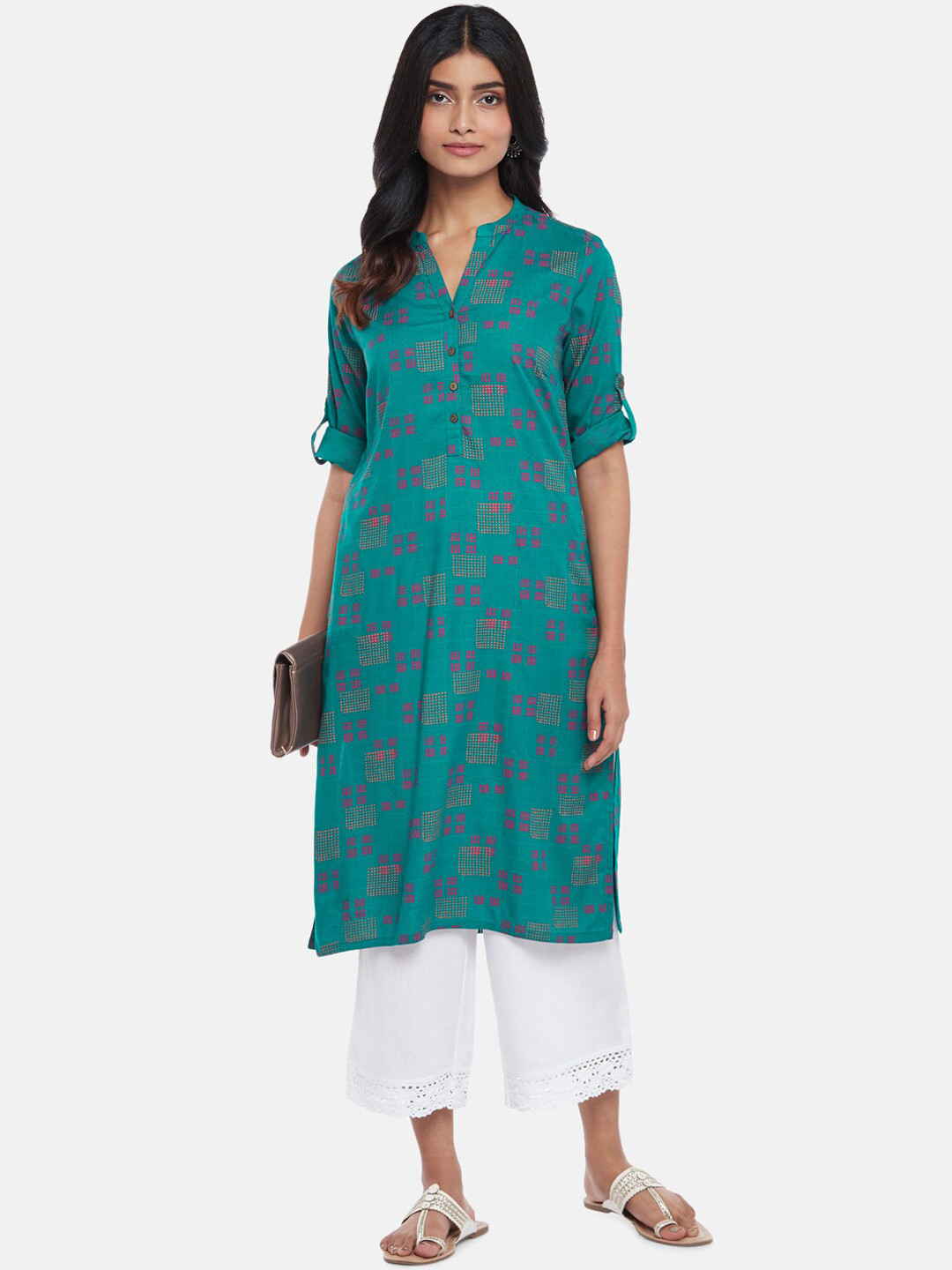 

RANGMANCH BY PANTALOONS Women Blue Geometric Printed Kurta