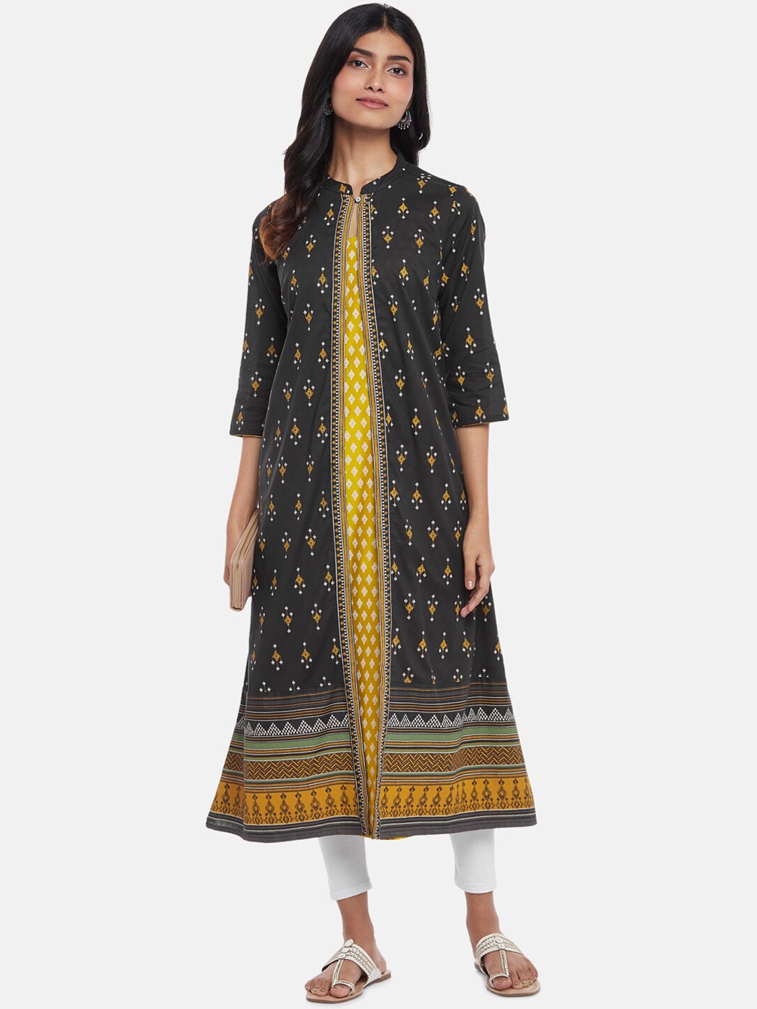 

RANGMANCH BY PANTALOONS Women Charcoal Printed Kurta