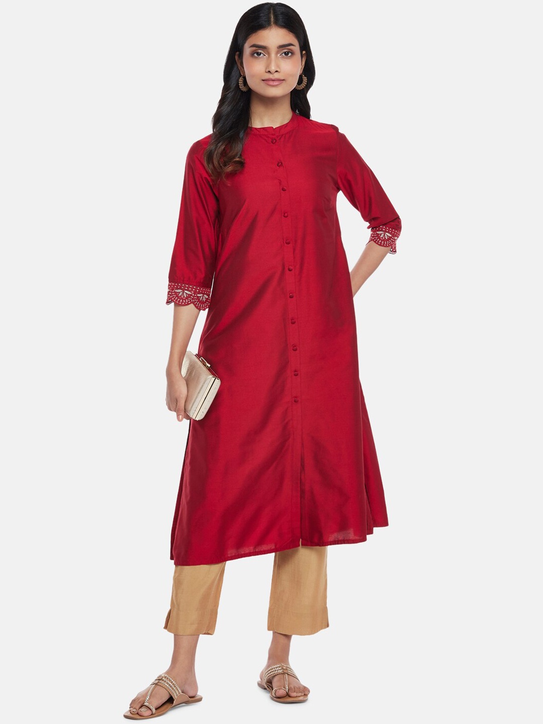 

RANGMANCH BY PANTALOONS Women Maroon Solid Kurta