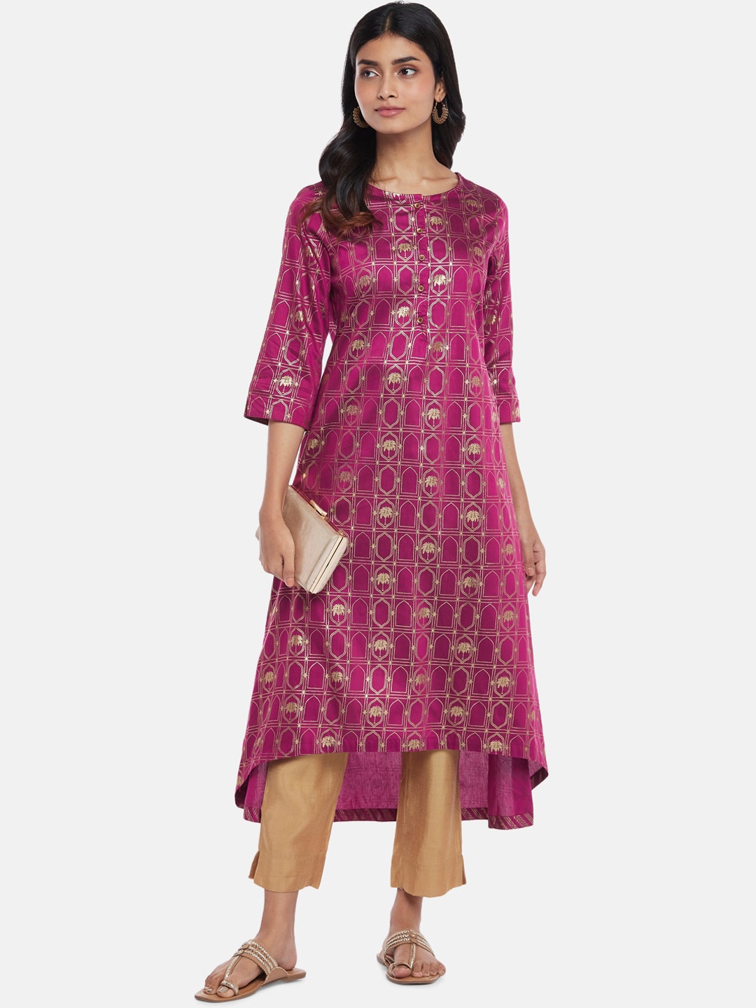 

RANGMANCH BY PANTALOONS Women Pink Ethnic Motifs Printed Kurta