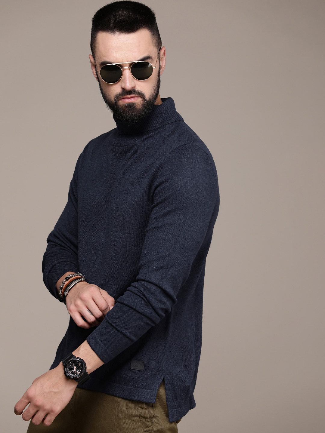 

The Roadster Lifestyle Co. Turtle Neck Pullover Sweaters, Navy blue