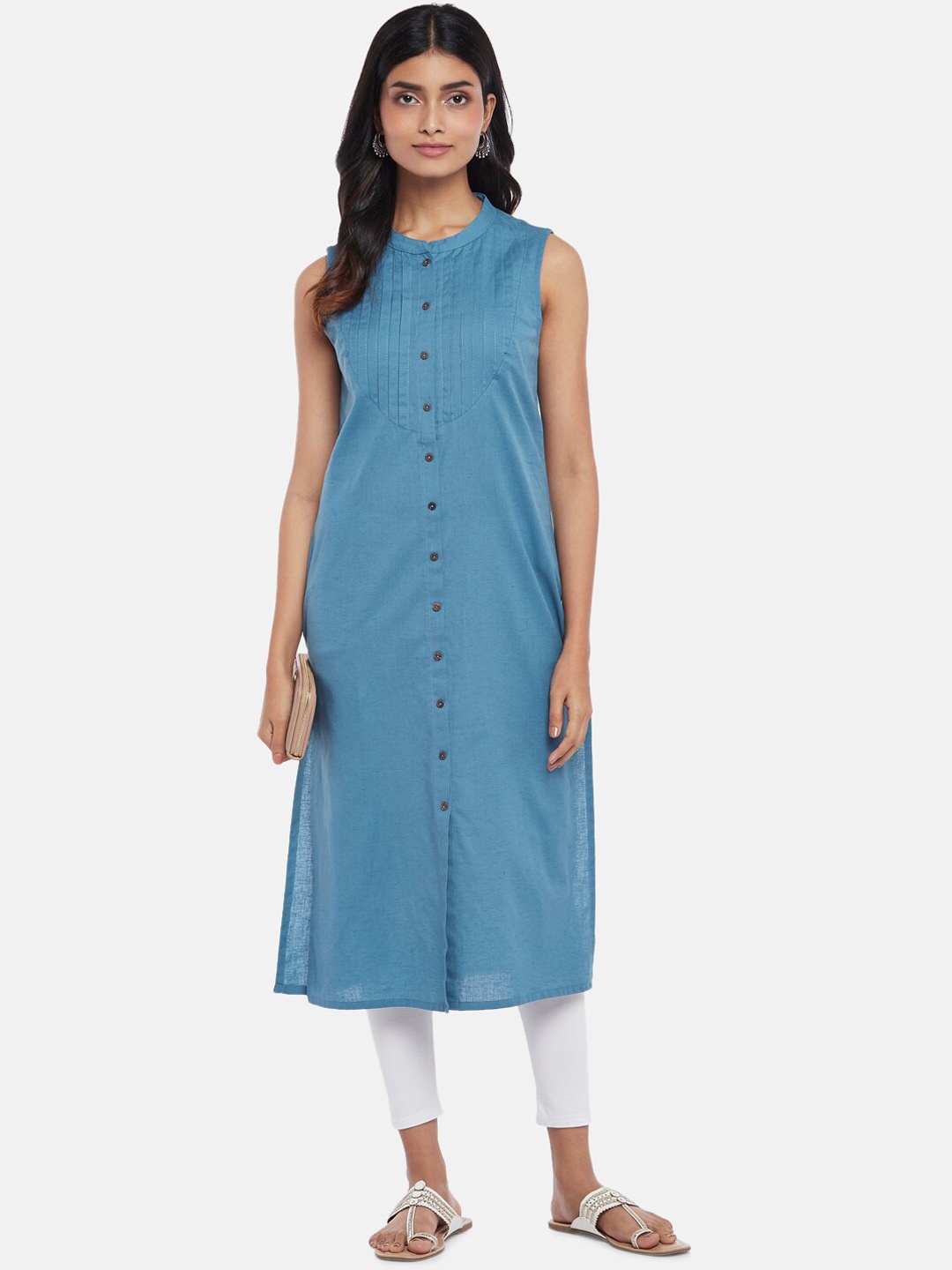 

RANGMANCH BY PANTALOONS Women Blue Cotton Kurta
