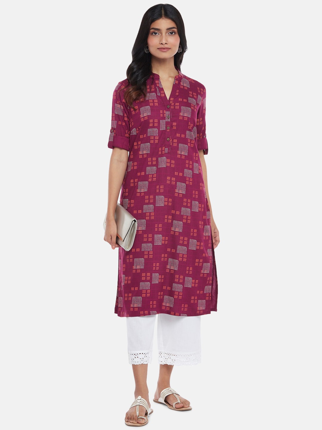 

RANGMANCH BY PANTALOONS Women Purple Geometric Printed Kurta